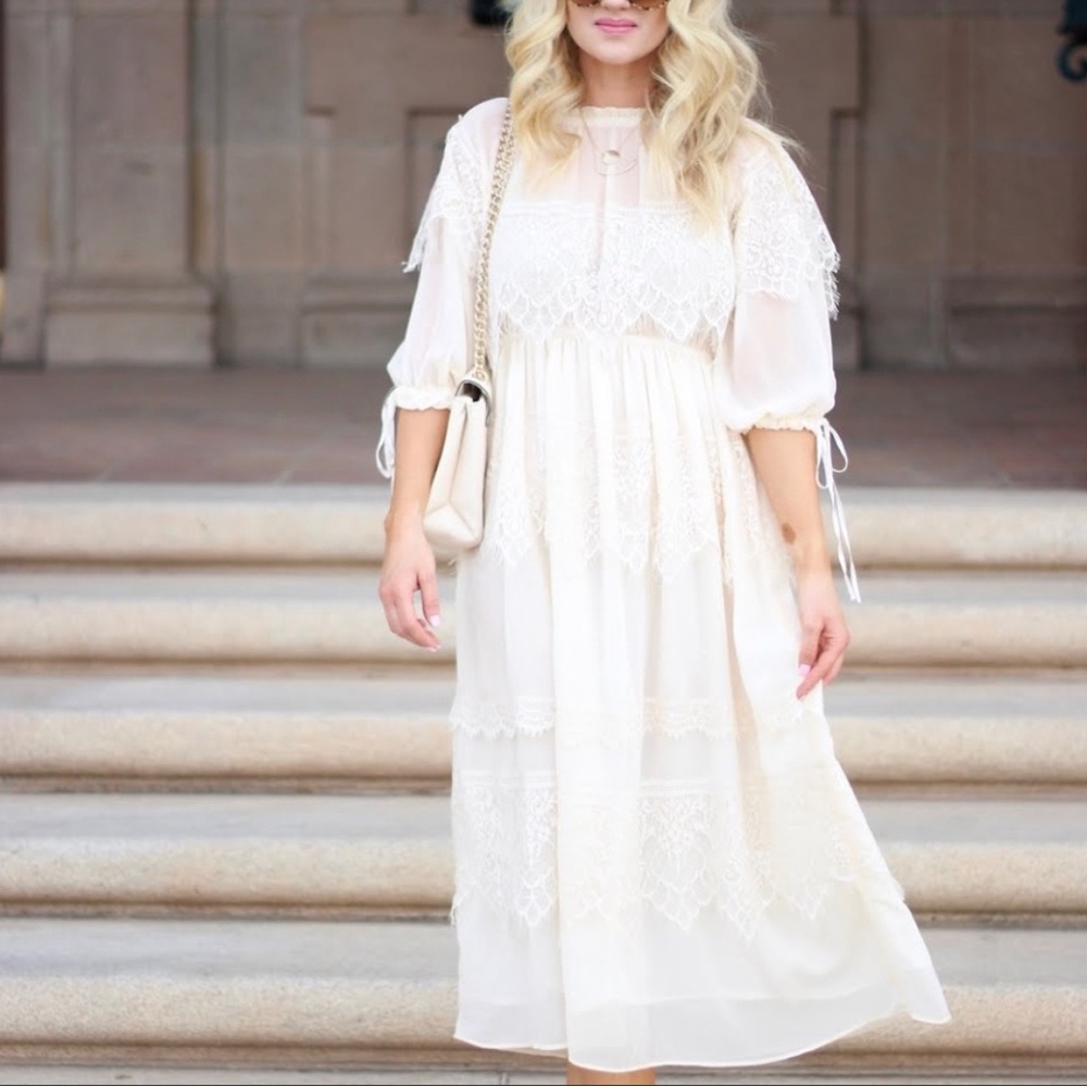 CHICWISH Lace Chiffon Dress